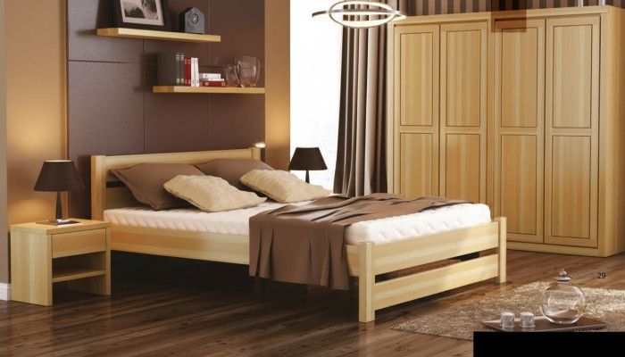 Ensemble de chambre à coucher complet 5 pièces. Lit Véritable Tables de chevet en bois massif Mobilier neuf