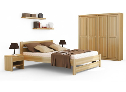Ensemble de chambre à coucher complet 5 pièces. Lit Véritable Tables de chevet en bois massif Mobilier neuf
