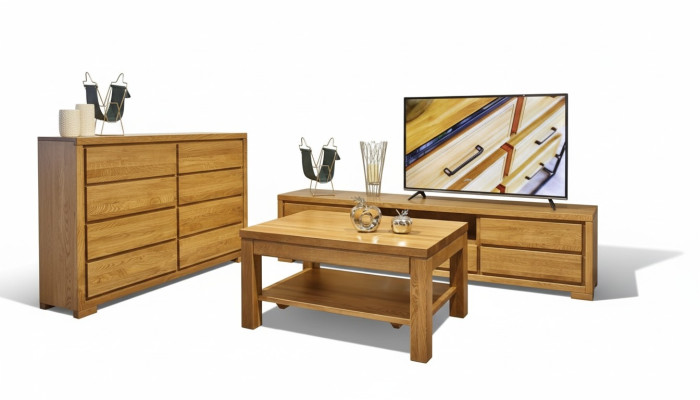 Salle de séjour Ensemble de meubles en bois Commode robuste Buffet Table basse Meuble TV Ensemble de 3 pièces. Nouveau