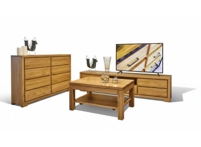 Salle de séjour Ensemble de meubles en bois Commode robuste Buffet Table basse Meuble TV Ensemble de 3 pièces. Nouveau