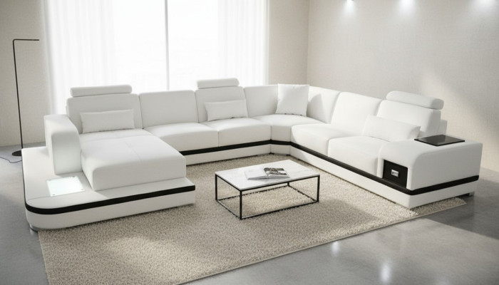 Canapé en cuir design Canapé en cuir moderne Canapé d'angle en tissu Canapé paysage vivant