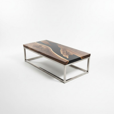 Table rivière Résine époxy Table basse Véritable bois Tables massives 120x60