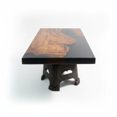 Table basse Table de rivière Tables massives Table de rivière en bois véritable 100x60