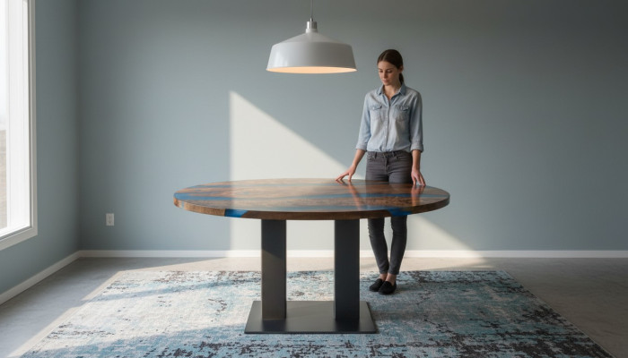Table à manger ronde Table de rivière En bois massif Table de rivière Table 150cm Tables Résine époxy