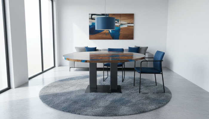 Table à manger ronde Table de rivière En bois massif Table de rivière Table 150cm Tables Résine époxy