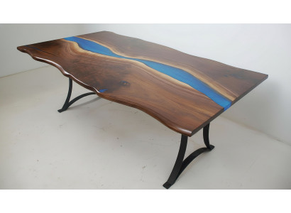Table à manger River Table Véritable Table en Bois Massif 220x100 Tables Solides Résine époxy