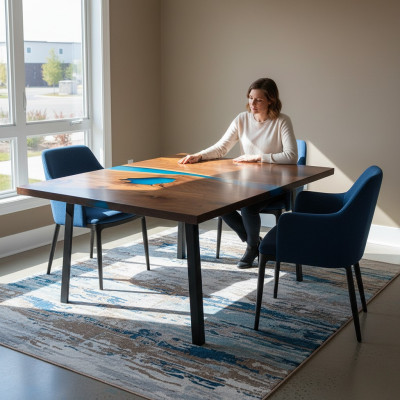 Table basse Table de rivière Table en bois massif Table décorative en résine époxy solide