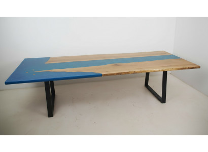 Table à manger Table de rivière Table en bois massif Rivière Table en résine époxy 260x100 Massif