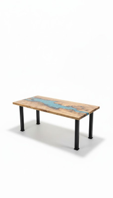 Table basse Table de rivière Table en bois véritable Décorative Résine époxy solide