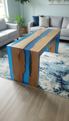 Table à manger Table de cuisine Table de cuisine Tables modernes Cascade rivière Mobilier en résine époxy nouveau
