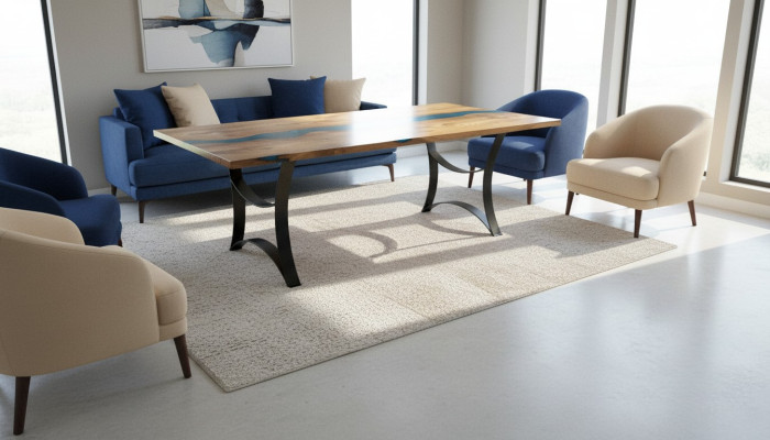 Table Table à manger Tables résine époxy design solide Meubles 240x100 bois véritable époxy