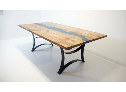 Table Table à manger Tables résine époxy design solide Meubles 240x100 bois véritable époxy