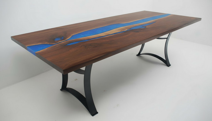 Table à manger Blue River Table en bois massif 220x90 Tables en résine époxy nouvelle