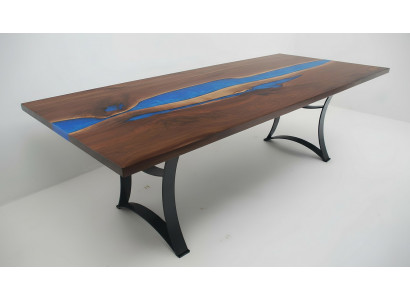 Table à manger Blue River Table en bois massif 220x90 Tables en résine époxy nouvelle