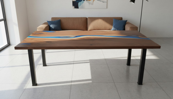 Tables de rivière Table à manger Table de design Mobilier moderne 220x90 Résine époxy Océan Mer
