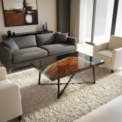Table basse Table de rivière Résine époxy Tables massives Table de rivière 70x40