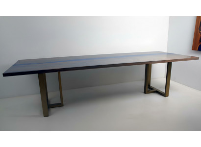 Table de rivière à base de résine époxy Table à manger en bois massif Tables décoratives 220x100