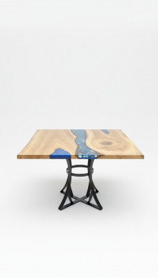 Table à manger River Table Table en bois massif Table de rivière 110x110 Tables massives