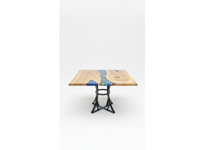 Table à manger River Table Table en bois massif Table de rivière 110x110 Tables massives
