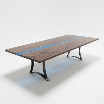 Table de salle à manger en résine époxy River Table 240x100 Table river en bois véritable Tables en bois massif neuves