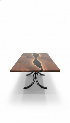 Résine époxy Table à manger Table de rivière Vraie bois Tables massives 240x100 Table de rivière nouvelle