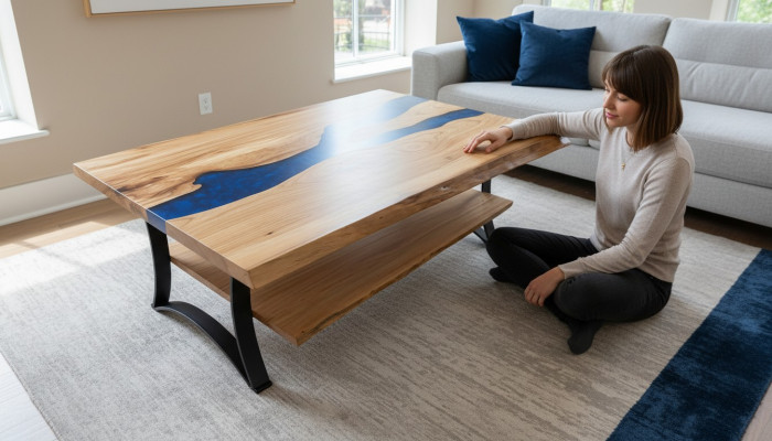 Table basse Table rivière Table en vrai bois Table en résine époxy Tables solides