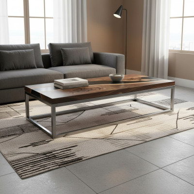 Table de rivière en résine époxy et bois véritable, tables d'eau noire, meubles en époxy massif