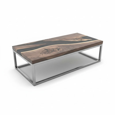 Table de rivière en résine époxy et bois véritable, tables d'eau noire, meubles en époxy massif