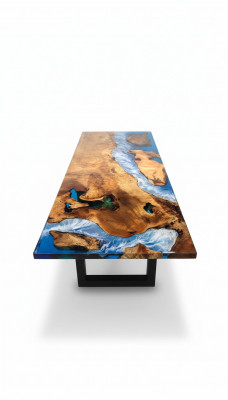 Table à manger Design Table Résine Tables Modernes Mer Rivière Mobilier 220x90 Epoxy Océan