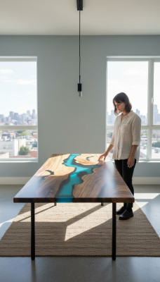 Tables modernes Table de salle à manger Table de design Résine Mer Rivière Meubles 220x90 Epoxy Océan