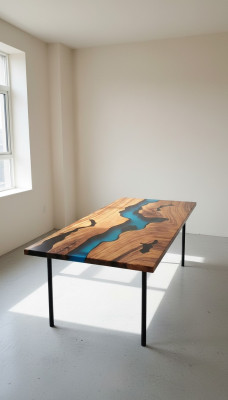 Tables modernes Table de salle à manger Table de design Résine Mer Rivière Meubles 220x90 Epoxy Océan