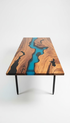 Tables modernes Table de salle à manger Table de design Résine Mer Rivière Meubles 220x90 Epoxy Océan