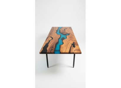 Tables modernes Table de salle à manger Table de design Résine Mer Rivière Meubles 220x90 Epoxy Océan