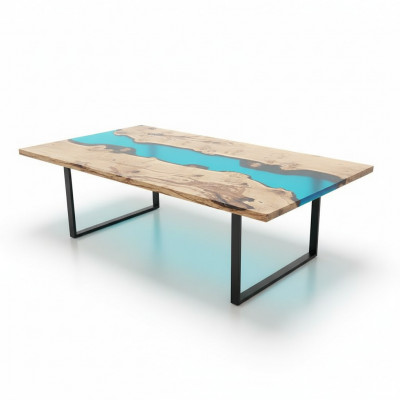 Tables de rivière Table à manger Design Table Mobilier moderne 220x100 Résine époxy Océan Mer