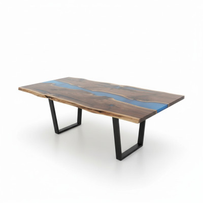 Table Table à manger Tables résine époxy Bois massif conception mobilier 240x100