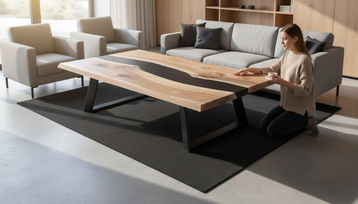 Table en résine époxy Bois Table basse Artisanat massif Mobilier de salon