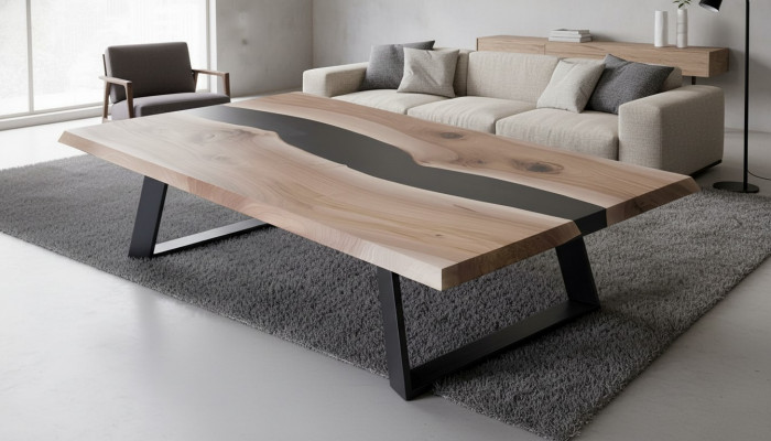 Table en résine époxy Bois Table basse Artisanat massif Mobilier de salon