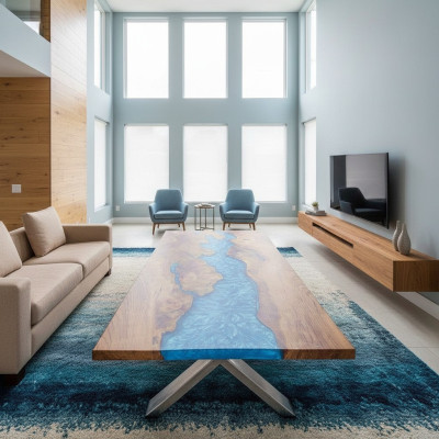 Table basse Table de rivière Table en bois massif Table de rivière 120x90 Tables solides