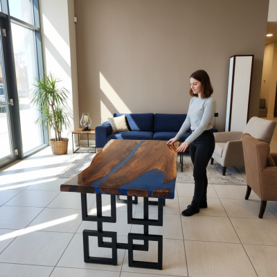 Table basse Table Blue River Table en bois massif Table rivière 140x80 Tables
