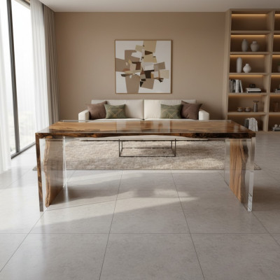 Table basse en bois massif Real Wood River Table Tables en résine époxy solide Tables de salon 120x60
