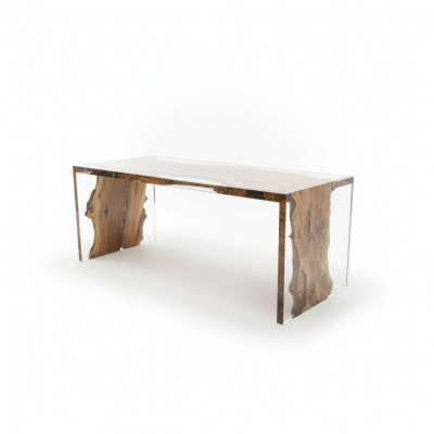 Table basse en bois massif Real Wood River Table Tables en résine époxy solide Tables de salon 120x60