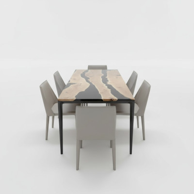 Table basse Black River Table Table en bois massif River Table 220x90 Tables Résine époxy nouveau
