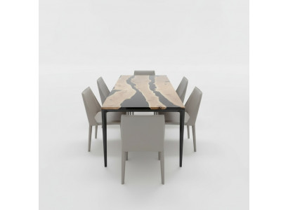 Table basse Black River Table Table en bois massif River Table 220x90 Tables Résine époxy nouveau