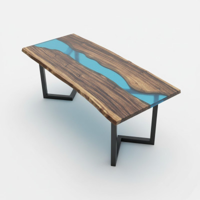 Table basse Table de rivière Tables massives 100x50 Table de rivière Mer Cascade