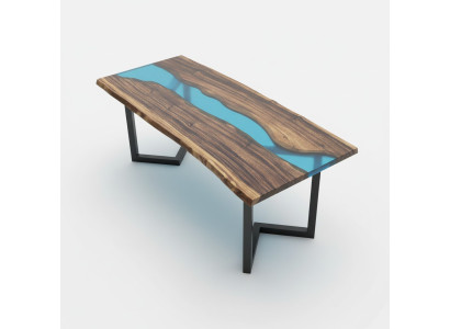Table basse Table de rivière Tables massives 100x50 Table de rivière Mer Cascade
