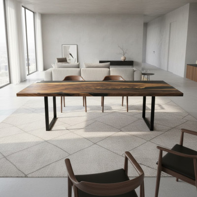 Époxy Table à manger Table de rivière 260x90 nouvelle Tables en bois massif Réel