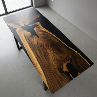 Table de salle à manger en résine époxy Rivière Table en bois massif Tables décoratives 240x100