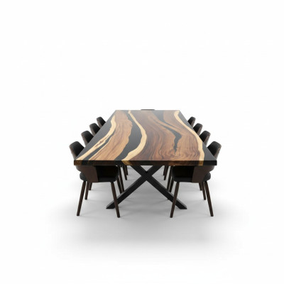 Conférence Réunion Table Rivière Bois Massif Tables en Résine Époxy