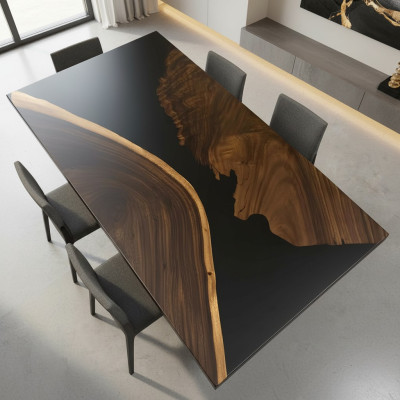 Table à manger Table River Véritable Table en bois décoratif massif avec résine époxy solide Tables