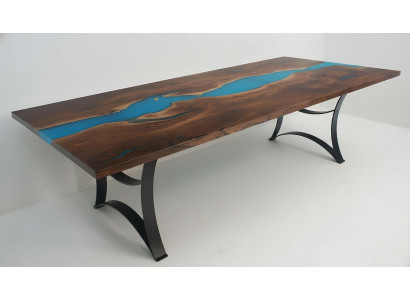 Table à manger Tables en résine époxy Bois massif Meubles en résine époxy Table en cascade nouvelle